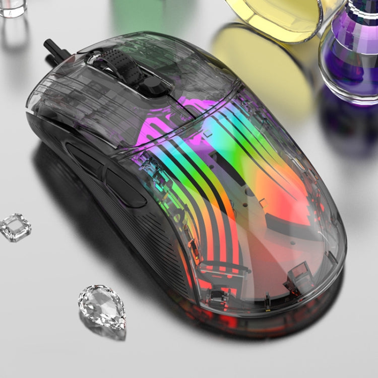 XUNFOX XYH20RGB Mouse da gioco cablato con luce RGB trasparente da 2400 DPI, Wired XUNFOX XYH20RGB Mouse da gioco cablato con luce RGB trasparente da 2400 DPI, Wired